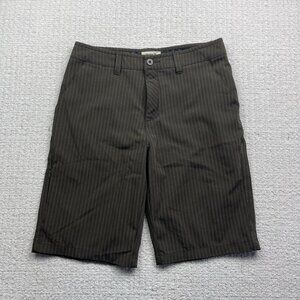Y2K Hurley Skater Shorts Dark Brown Striped Art Department Men Sz 30 Goth Punk